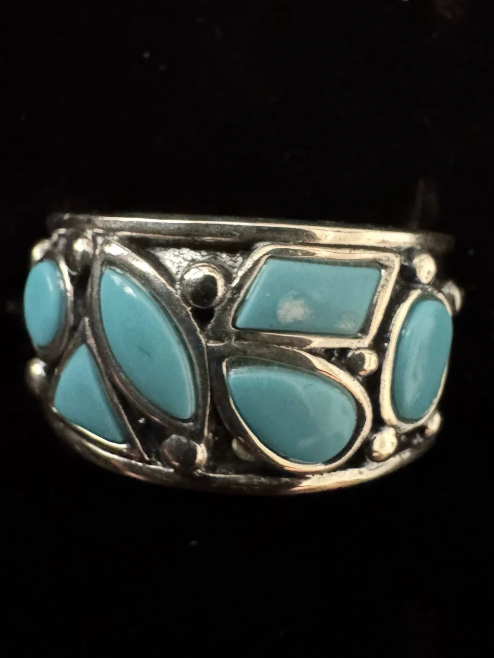 Sterling Silver Turquoise Inlay Women's Band - Turquoise